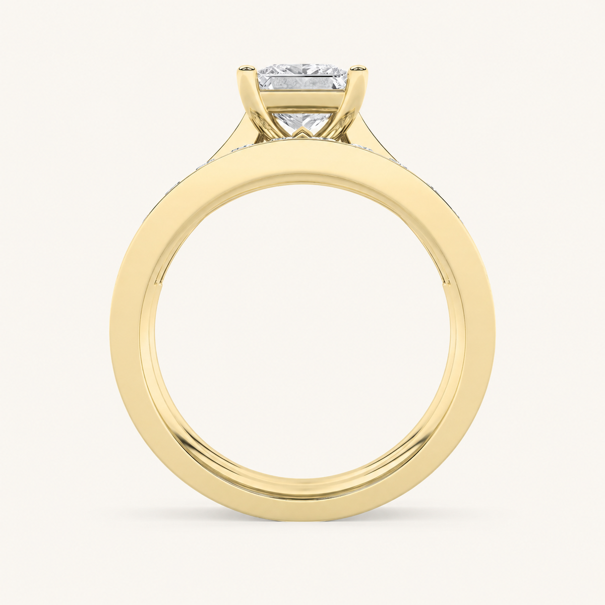 2CT Princess Cut Lab Grown Diamond Channel Bridal Set