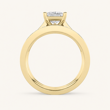 2CT Princess Cut Lab Grown Diamond Channel Bridal Set