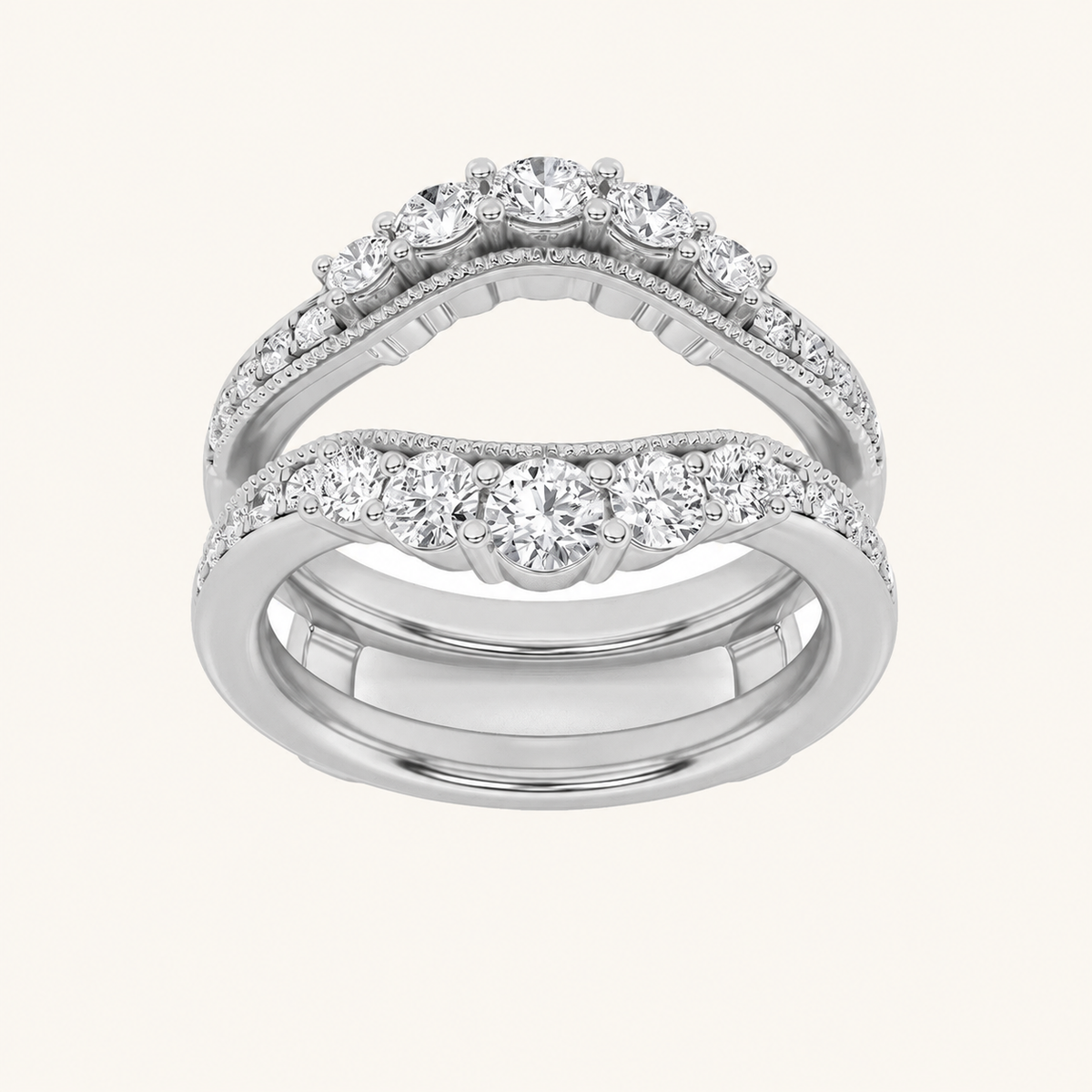 1CT Round Cut Lab Grown Diamond Insert Jacket Ring
