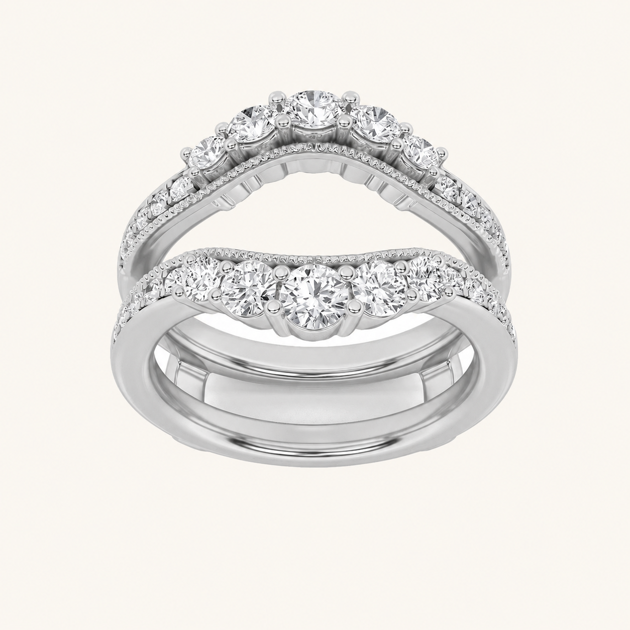 1CT Round Cut Lab Grown Diamond Insert Jacket Ring