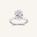 1CT Oval Cut Lab Grown Diamond Hidden Halo Plain Shank Engagement Ring