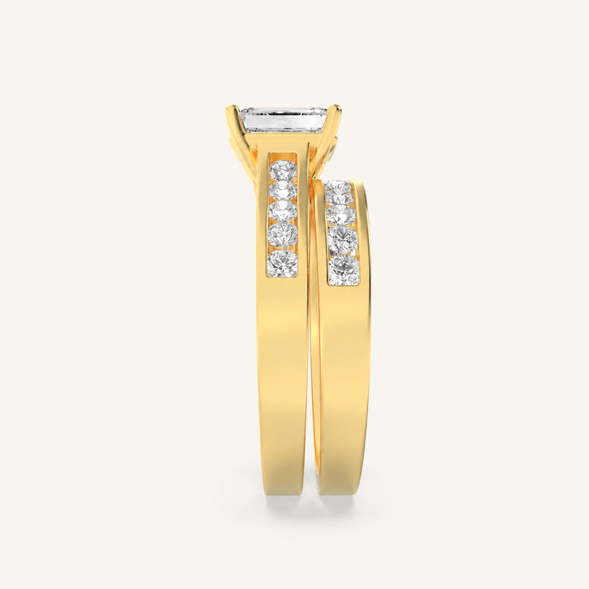 2CT Radiant Cut Lab Grown Diamond Bridal Set