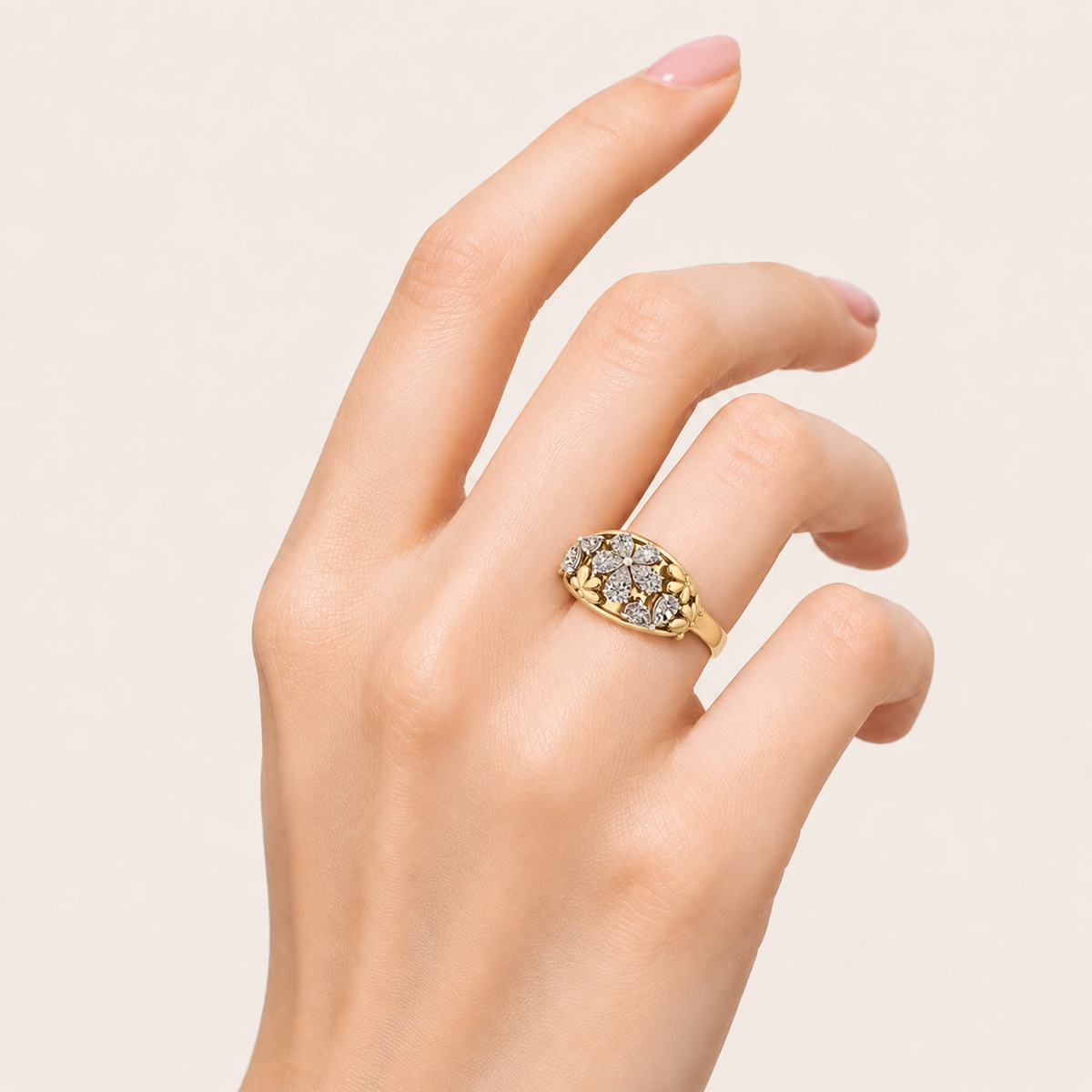 2.5CT Pear Cut Lab Grown Diamond Fancy Flower Ring