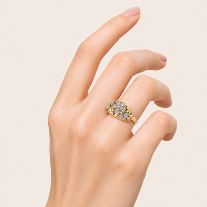 2.5CT Pear Cut Lab Grown Diamond Fancy Flower Ring