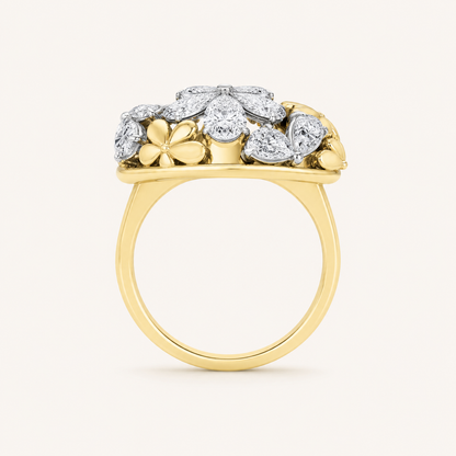 2.5CT Pear Cut Lab Grown Diamond Fancy Flower Ring
