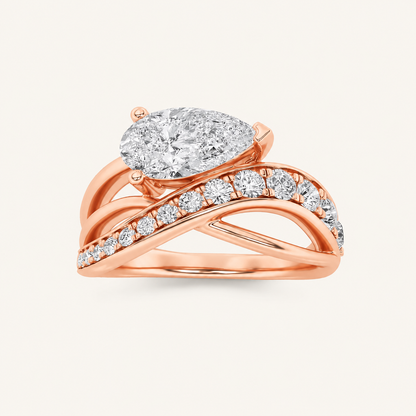 2CT Pear Cut Lab Grown Diamond Fashion Accented Side Stone Ring