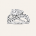 2CT Pear Cut Lab Grown Diamond Fashion Accented Side Stone Ring