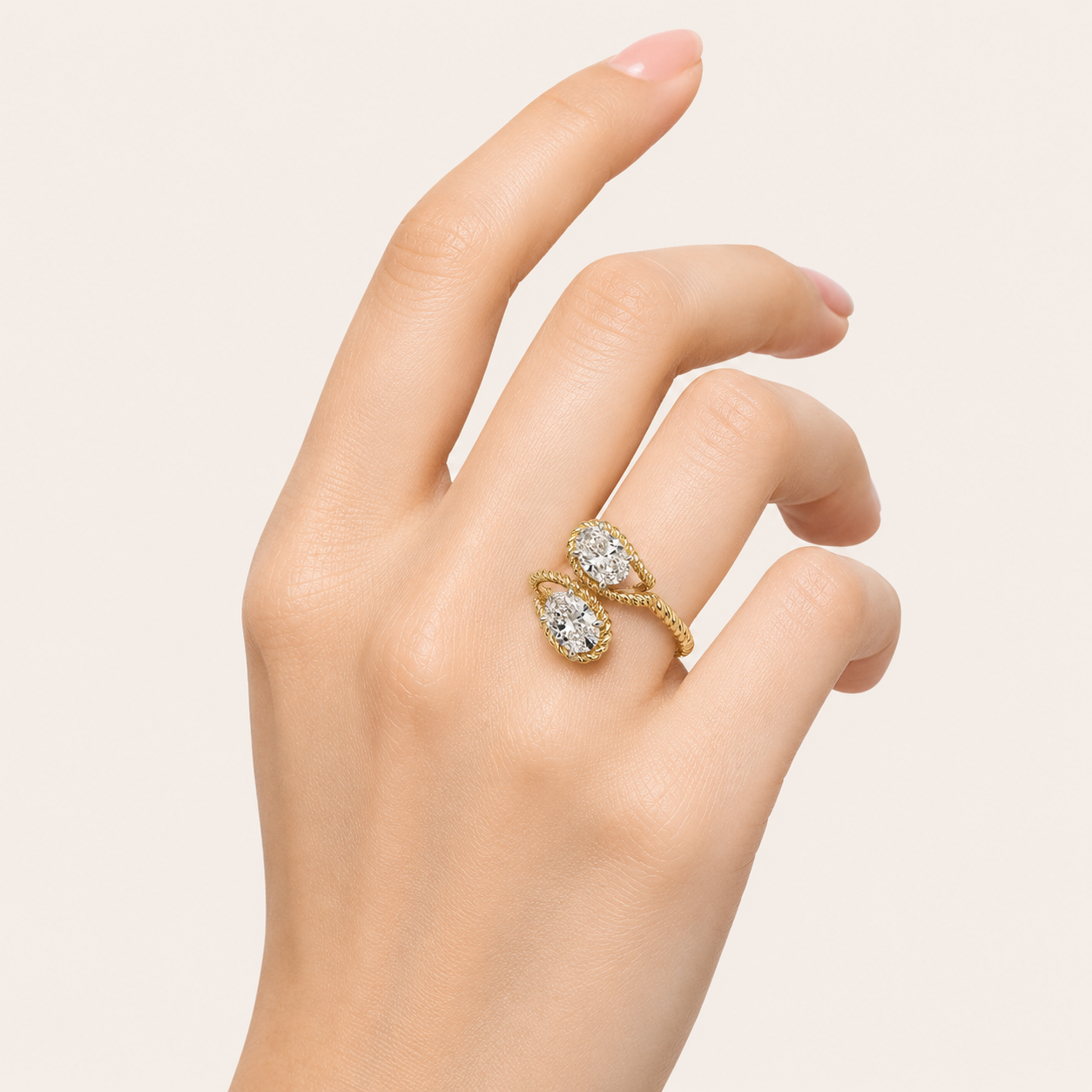 2CT Oval Cut Lab Grown Diamond Toi et Moi Fashion Ring