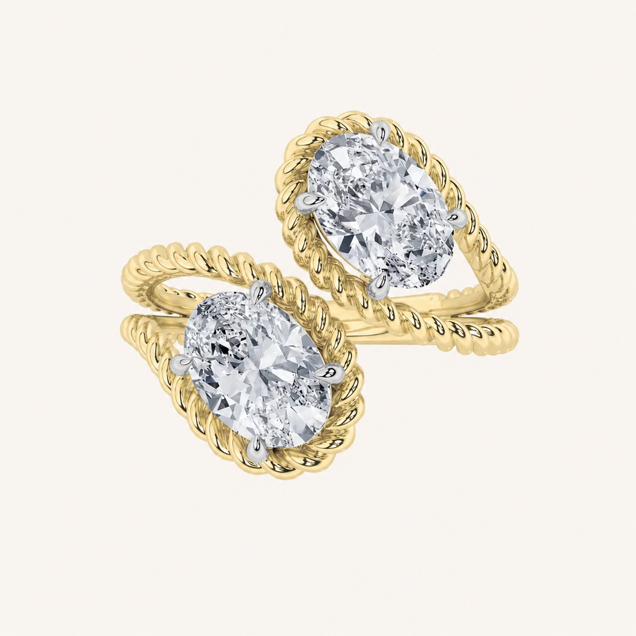 2CT Oval Cut Lab Grown Diamond Toi et Moi Fashion Ring