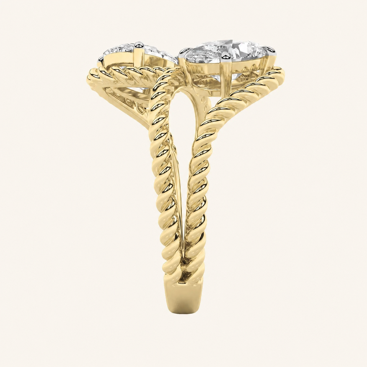 2CT Oval Cut Lab Grown Diamond Toi et Moi Fashion Ring