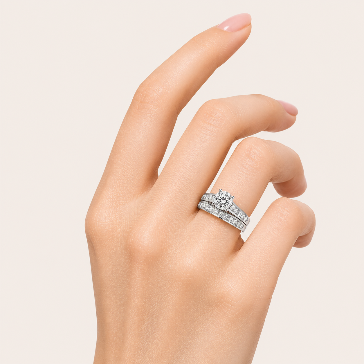2CT Round Cut Lab Grown Diamond Bridal Set