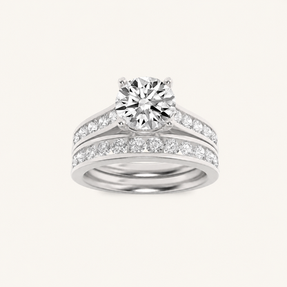 2CT Round Cut Lab Grown Diamond Bridal Set