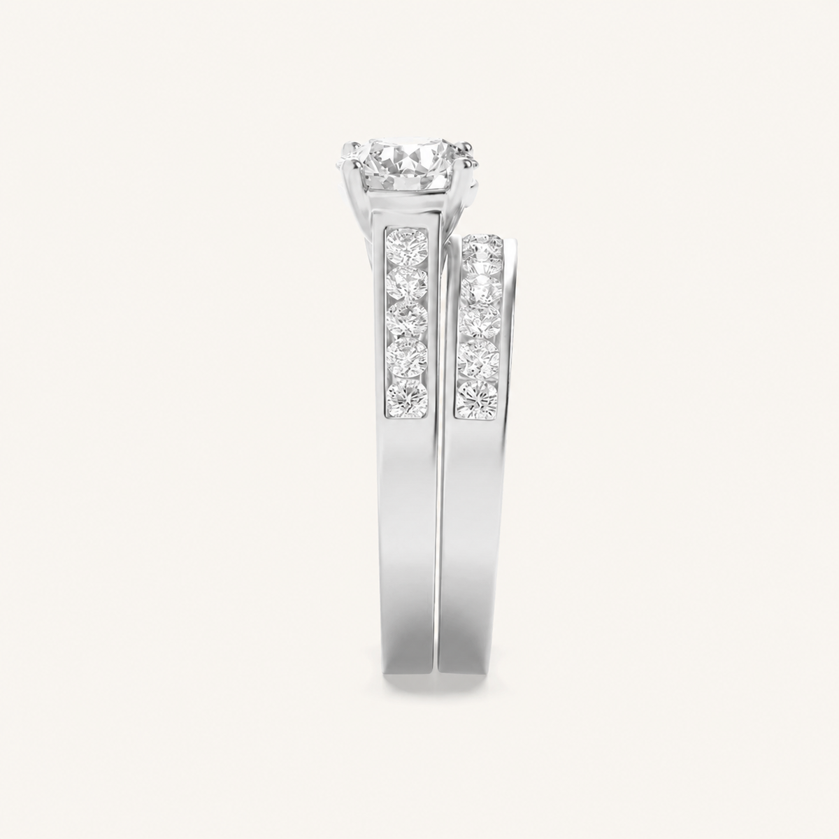 2CT Round Cut Lab Grown Diamond Bridal Set