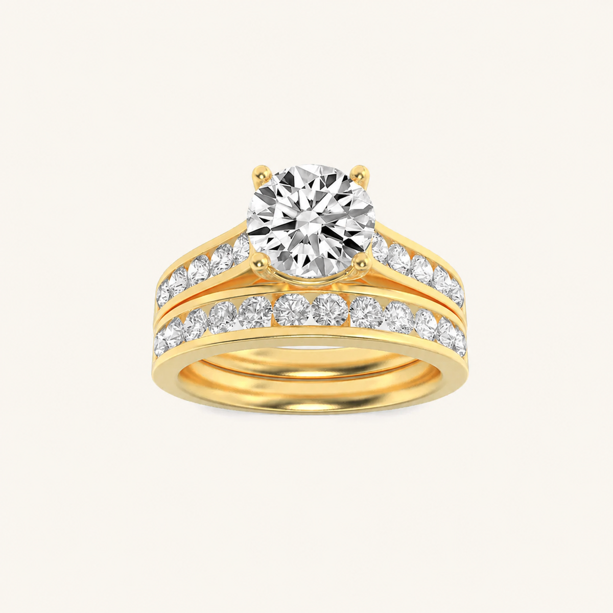 2CT Round Cut Lab Grown Diamond Bridal Set