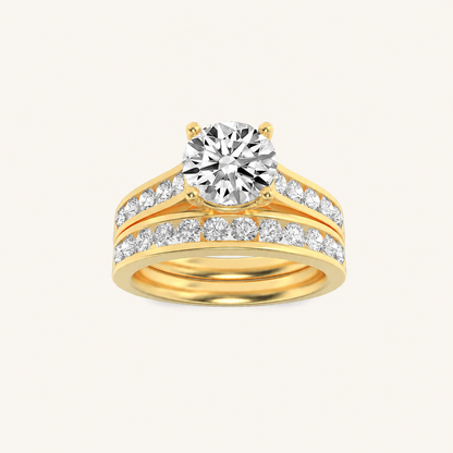 2CT Round Cut Lab Grown Diamond Bridal Set