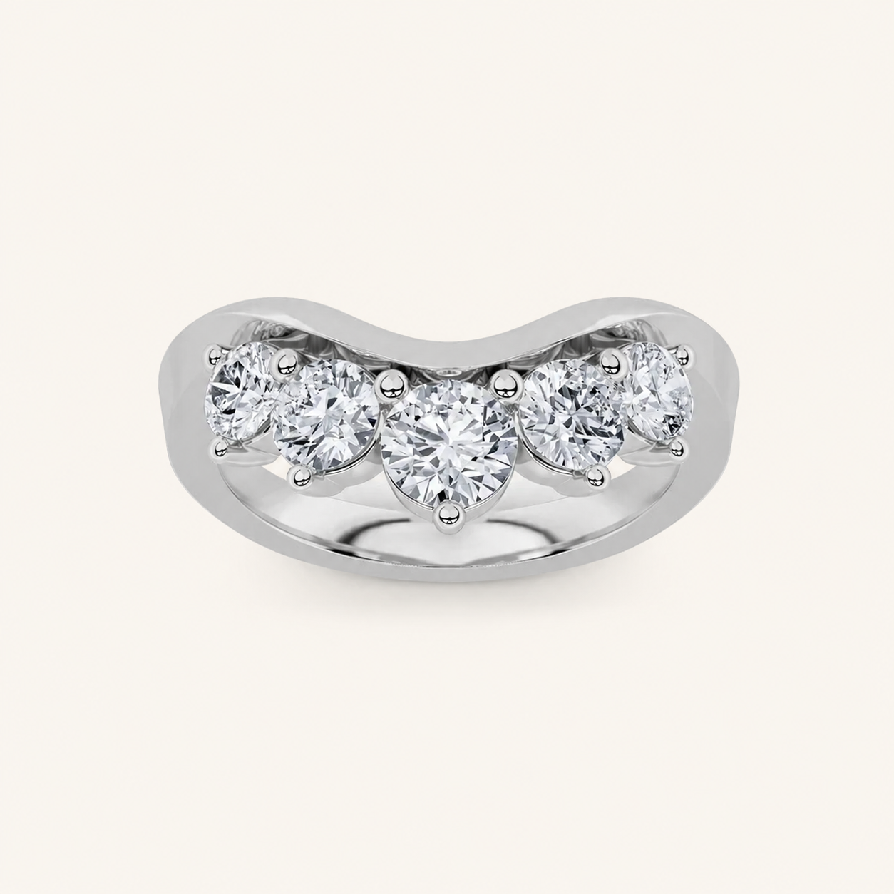 1CT Round Cut Lab Grown Diamond Fancy Contour Ring