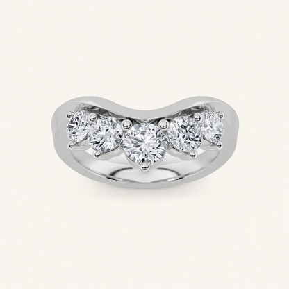 1CT Round Cut Lab Grown Diamond Fancy Contour Ring