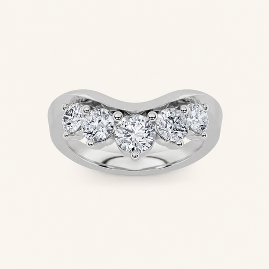 1CT Round Cut Lab Grown Diamond Fancy Contour Ring