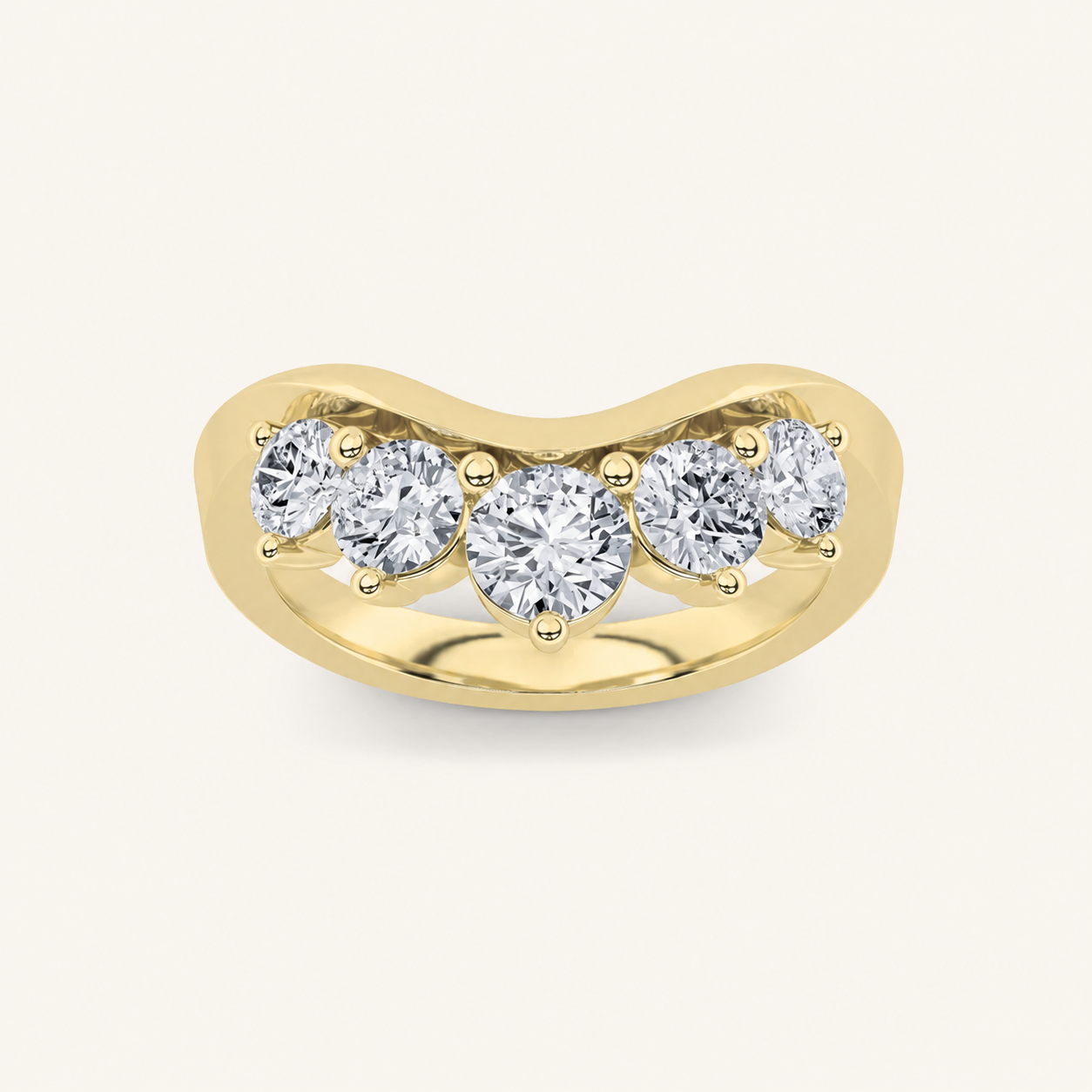1CT Round Cut Lab Grown Diamond Fancy Contour Ring