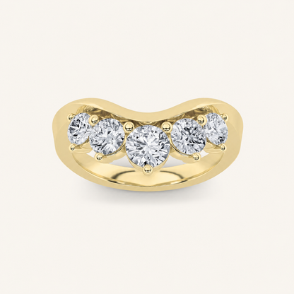 1CT Round Cut Lab Grown Diamond Fancy Contour Ring