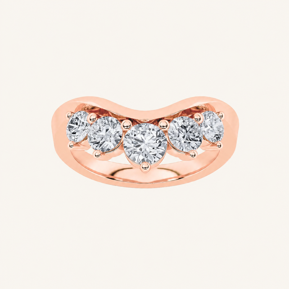 1CT Round Cut Lab Grown Diamond Fancy Contour Ring