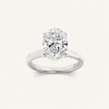 3CT Oval Cut Lab Grown Diamond Hidden Halo Plain Shank Engagement Ring