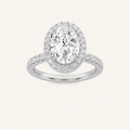 3CT Oval Cut Lab Grown Diamond Halo Accented Engagement Ring