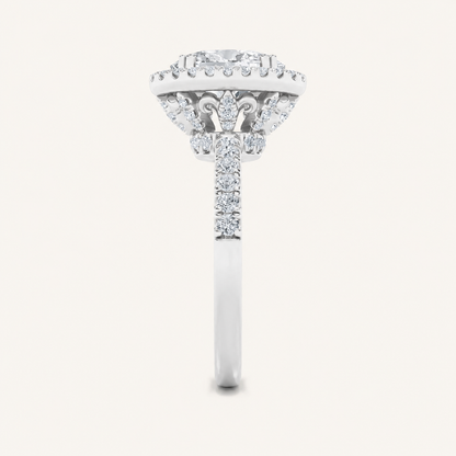 3CT Oval Cut Lab Grown Diamond Halo Accented Engagement Ring