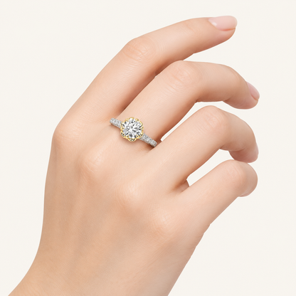 2.5CT Round Cut Lab Grown Diamond Two Tone Solitaire Engagement Ring