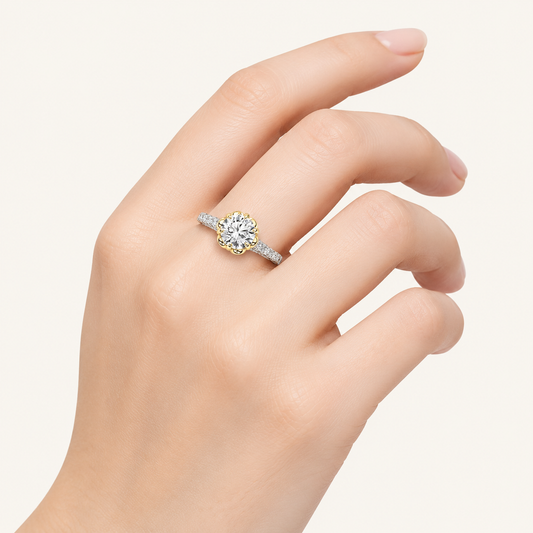 2.5CT Round Cut Lab Grown Diamond Two Tone Solitaire Engagement Ring