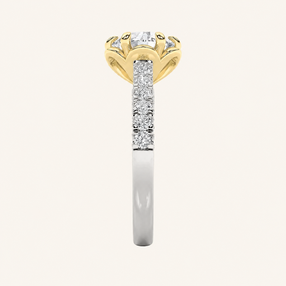 2.5CT Round Cut Lab Grown Diamond Two Tone Solitaire Engagement Ring
