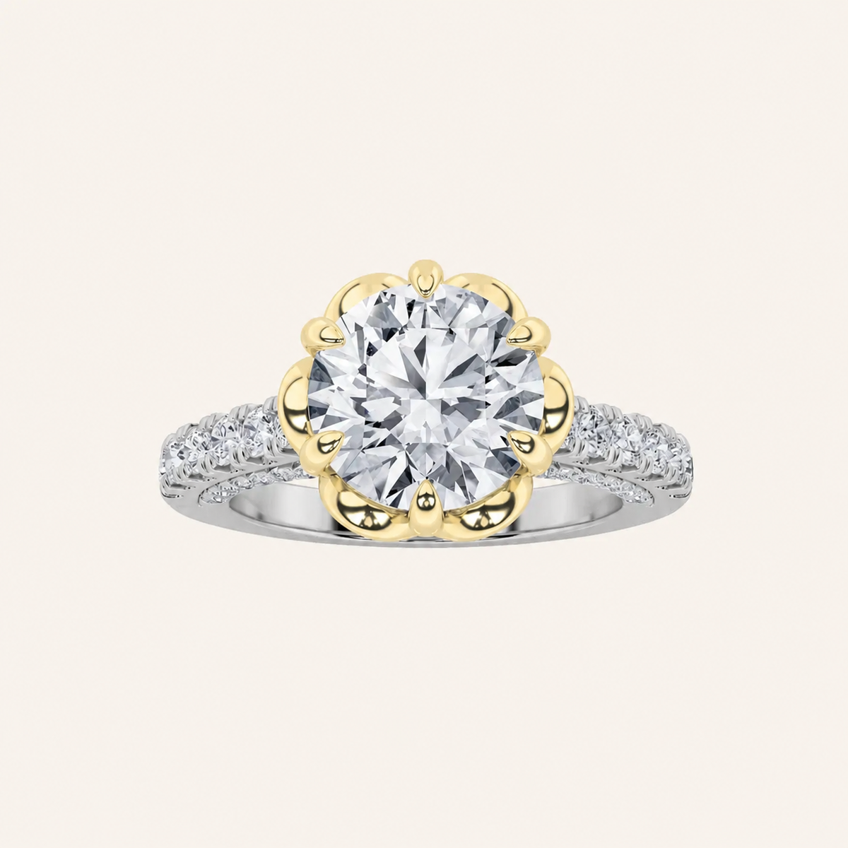 2.5CT Round Cut Lab Grown Diamond Two Tone Solitaire Engagement Ring