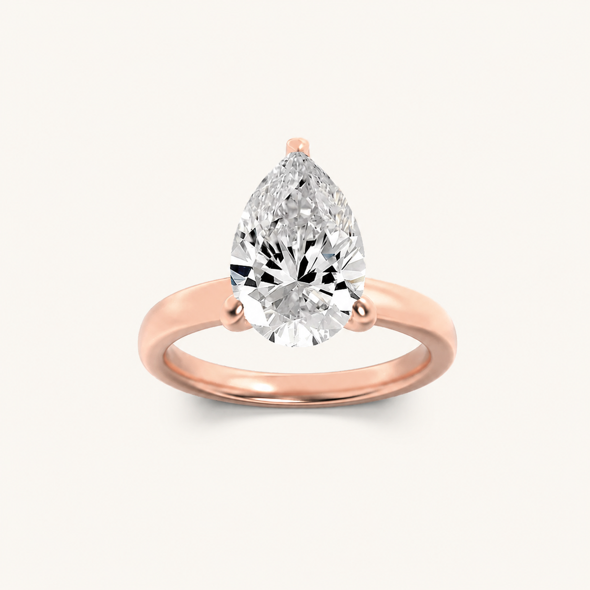 1CT Pear Cut Lab Grown Diamond Hidden Halo Plain Shank Engagement Ring