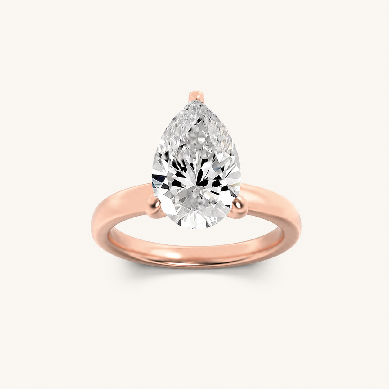 1CT Pear Cut Lab Grown Diamond Hidden Halo Plain Shank Engagement Ring