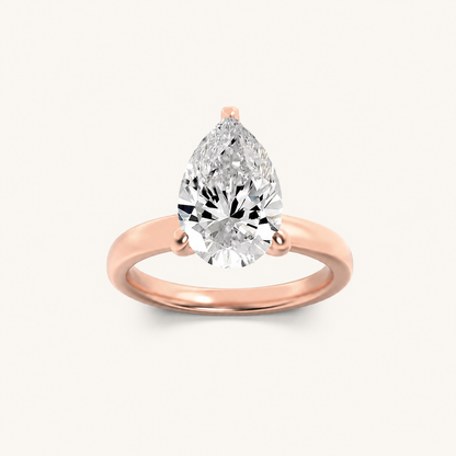 1CT Pear Cut Lab Grown Diamond Hidden Halo Plain Shank Engagement Ring