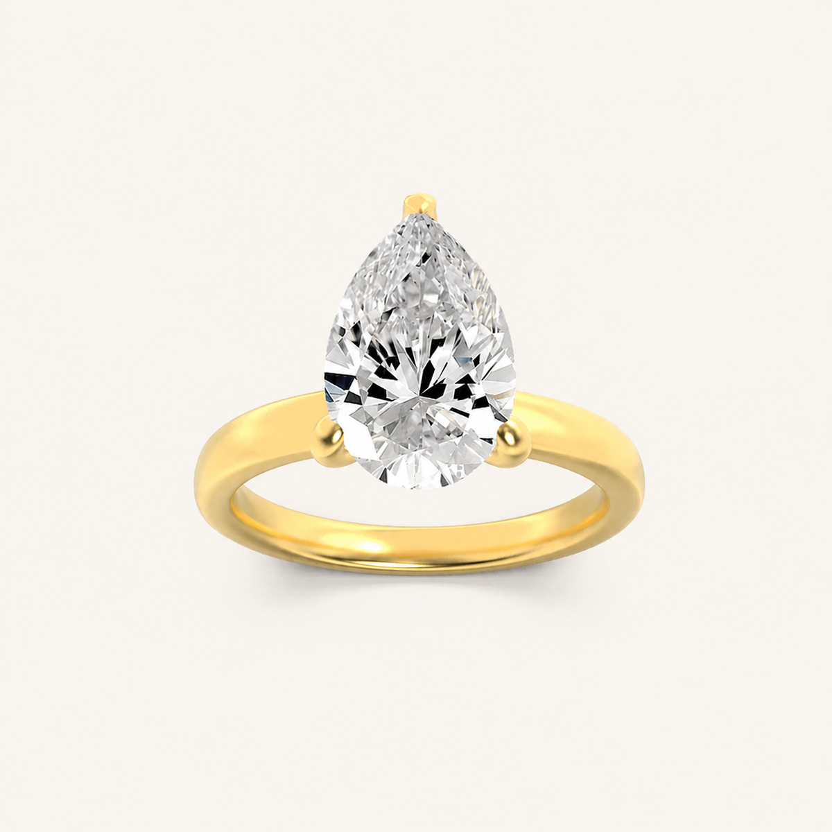 1CT Pear Cut Lab Grown Diamond Hidden Halo Plain Shank Engagement Ring