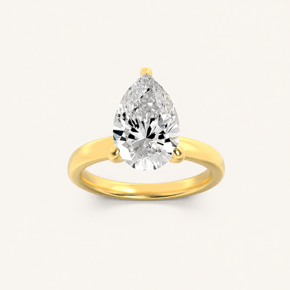 1CT Pear Cut Lab Grown Diamond Hidden Halo Plain Shank Engagement Ring