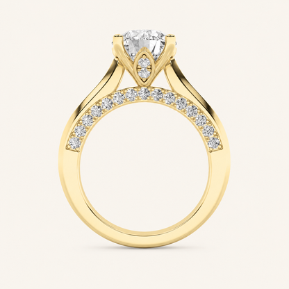 3CT Round Cut Lab Grown Diamond Accented Solitaire Engagement Ring
