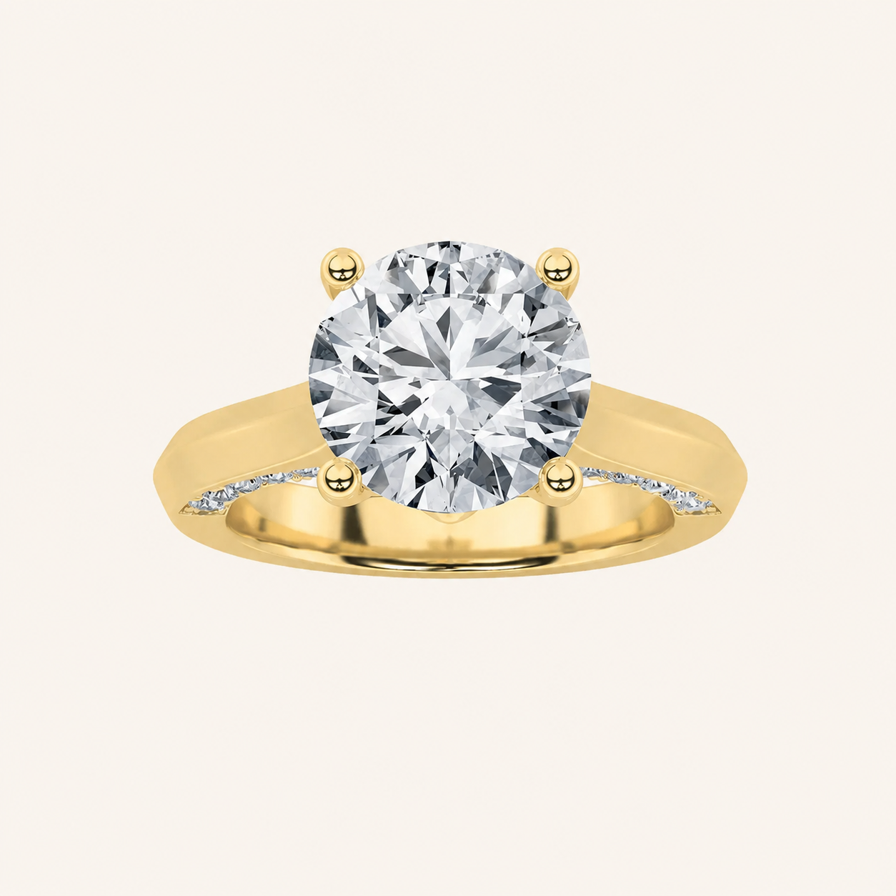 3CT Round Cut Lab Grown Diamond Accented Solitaire Engagement Ring