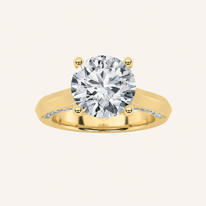 3CT Round Cut Lab Grown Diamond Accented Solitaire Engagement Ring