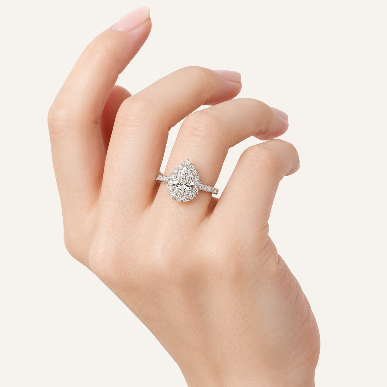 4CT Pear Cut Lab Grown Diamond Bold Classic Engagement Ring