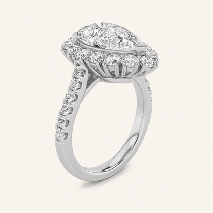 4CT Pear Cut Lab Grown Diamond Bold Classic Engagement Ring