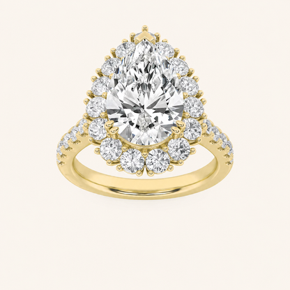 4CT Pear Cut Lab Grown Diamond Bold Classic Engagement Ring