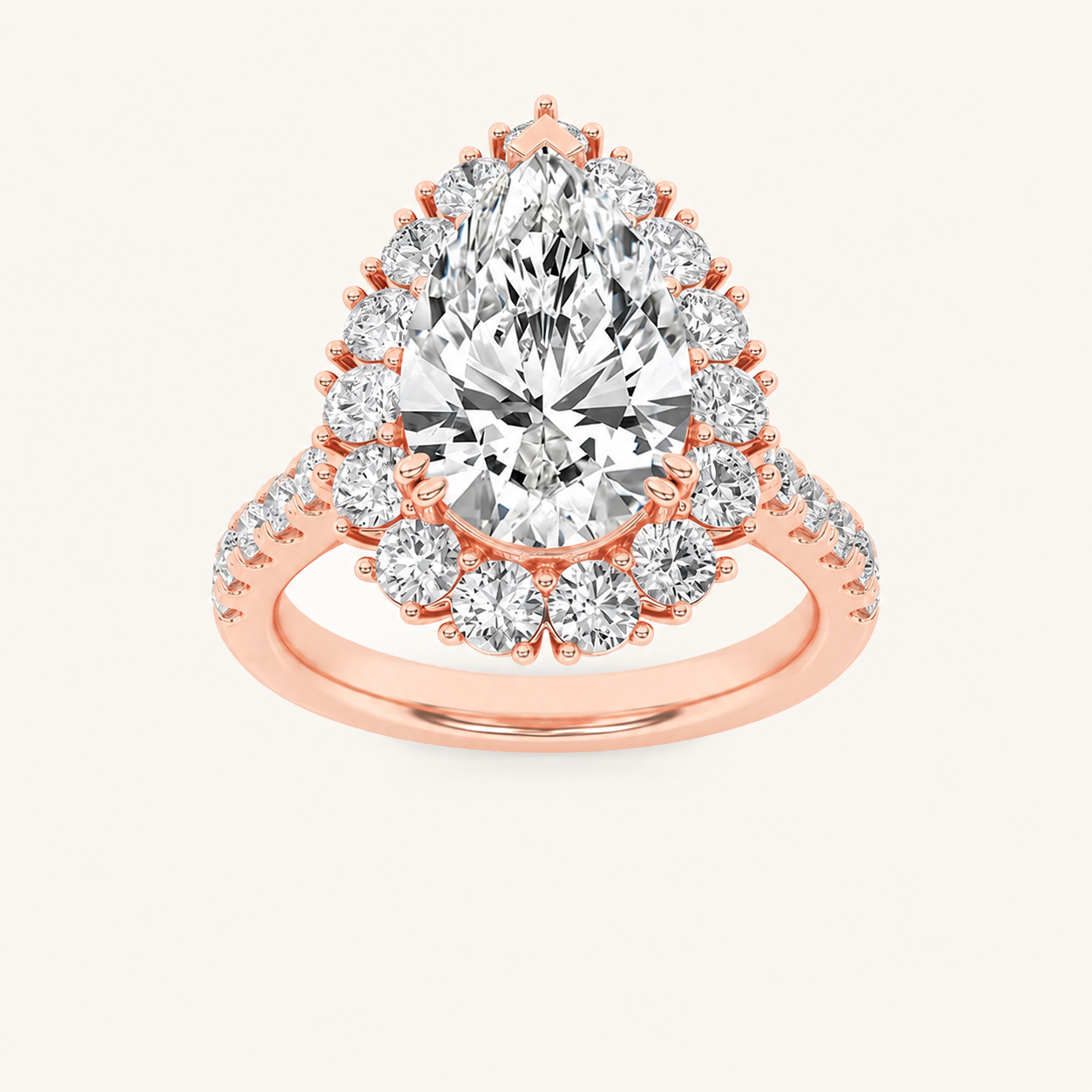 4CT Pear Cut Lab Grown Diamond Bold Classic Engagement Ring