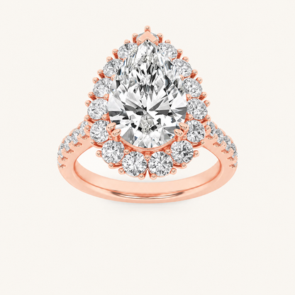 4CT Pear Cut Lab Grown Diamond Bold Classic Engagement Ring
