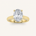 3CT Oval Cut Lab Grown Diamond Accented Solitaire Engagement Ring