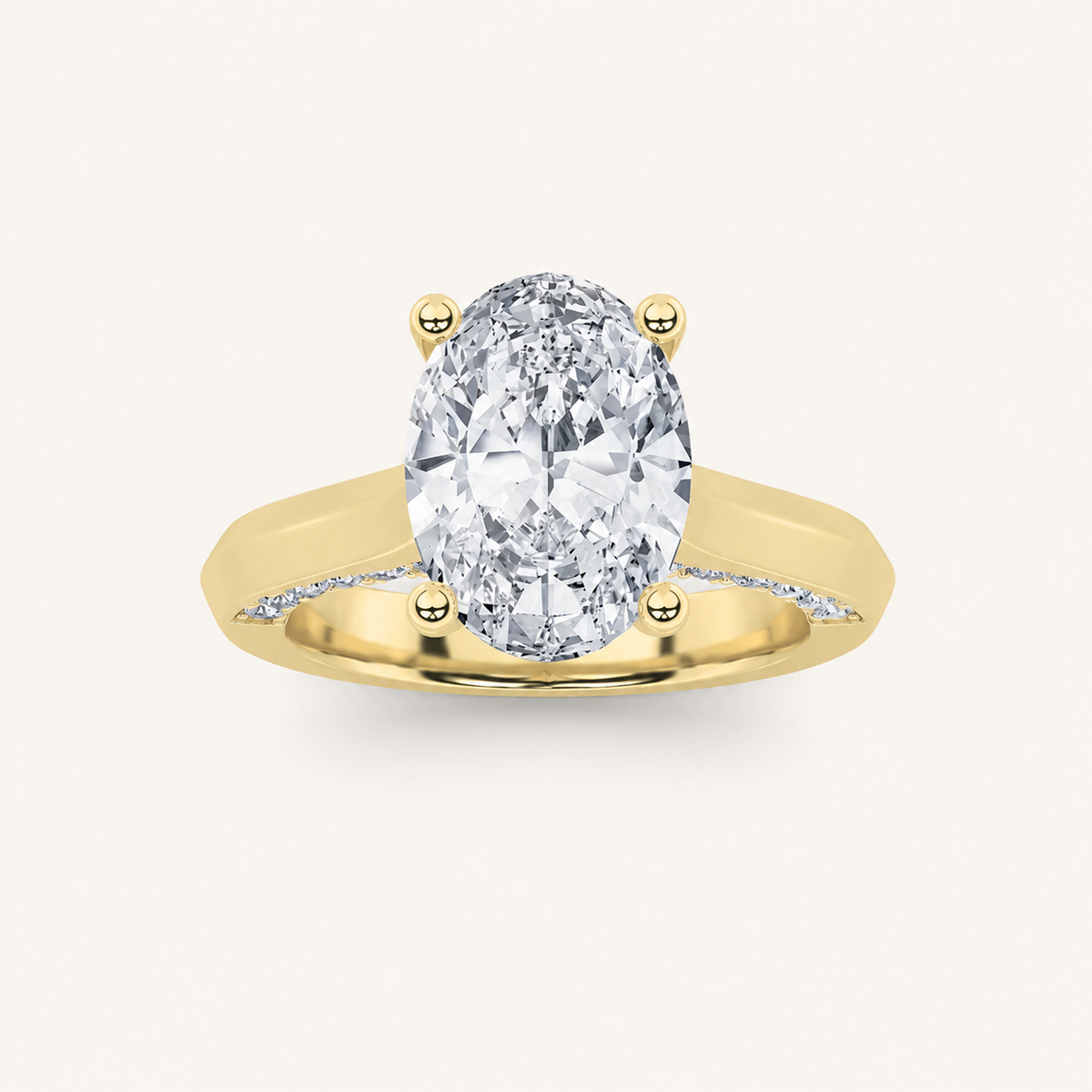 3CT Oval Cut Lab Grown Diamond Accented Solitaire Engagement Ring