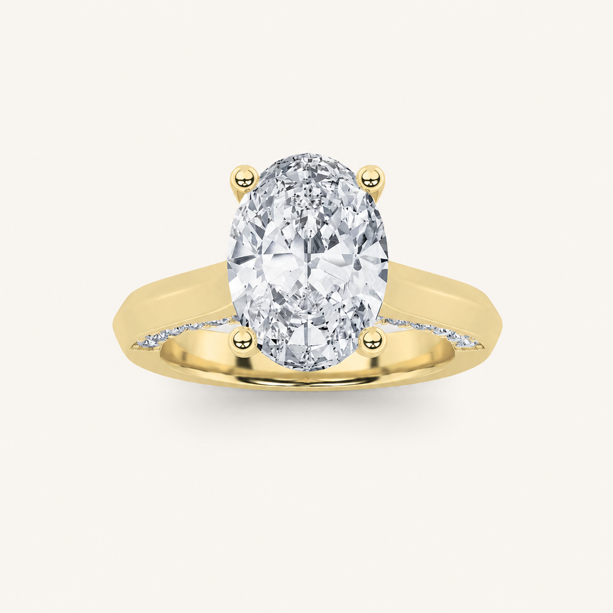 3CT Oval Cut Lab Grown Diamond Accented Solitaire Engagement Ring