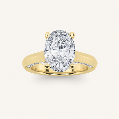 3CT Oval Cut Lab Grown Diamond Accented Solitaire Engagement Ring