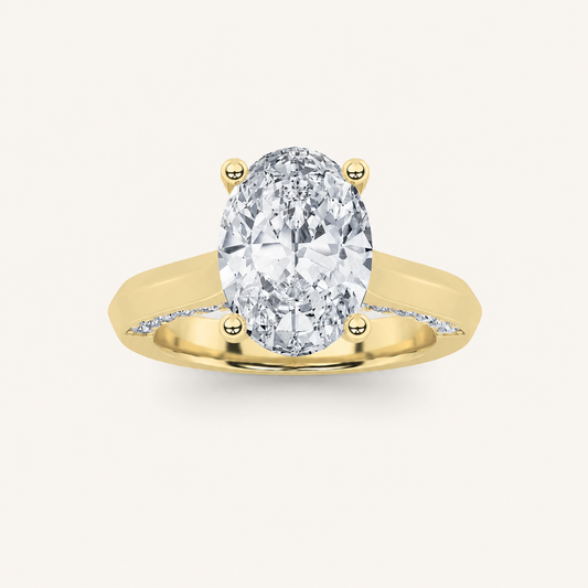3CT Oval Cut Lab Grown Diamond Accented Solitaire Engagement Ring